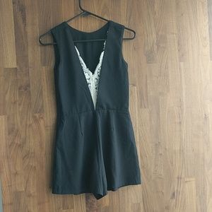 Black Jumpsuit Romper with Lace Back Detail- NWOT